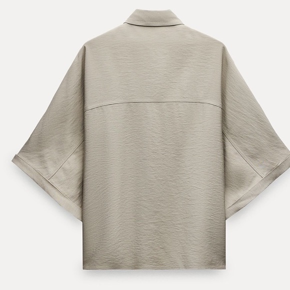 ZARA NEW WOMAN SS24 MINK ZW COLLECTION OVERSIZE SHIRT - Picture 8 of 10